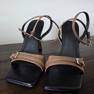 ASOS Black and Tan Strappy Heels 9